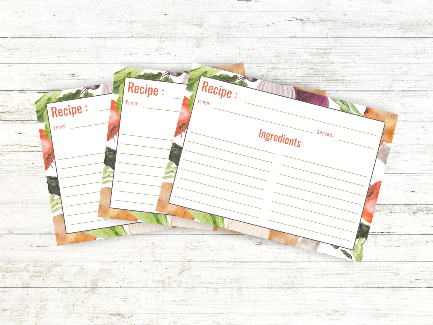 Vegetables Mix Watercolor Recipe Card