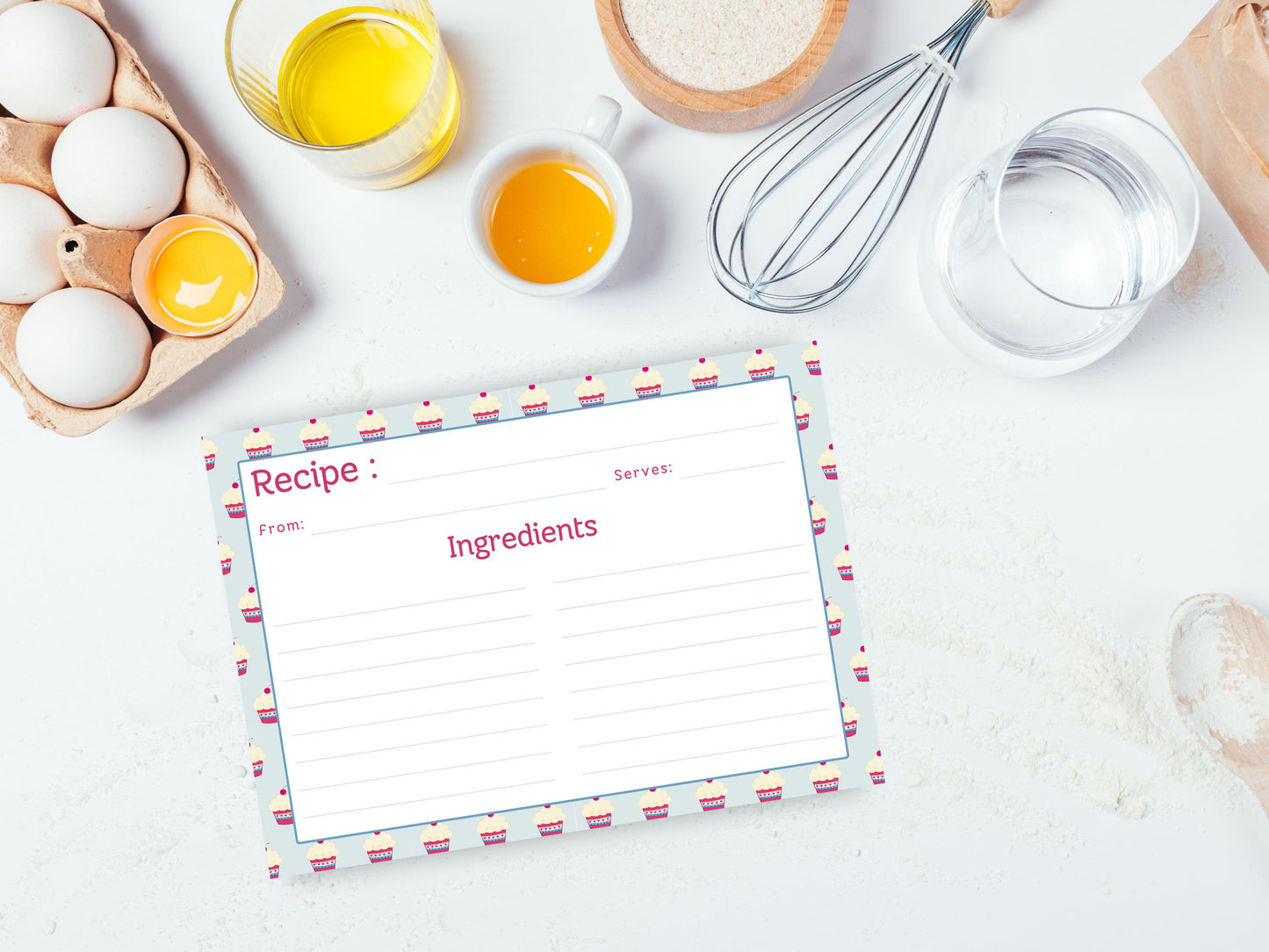 Cupcake Cuties Cherry Topped Recipe Card