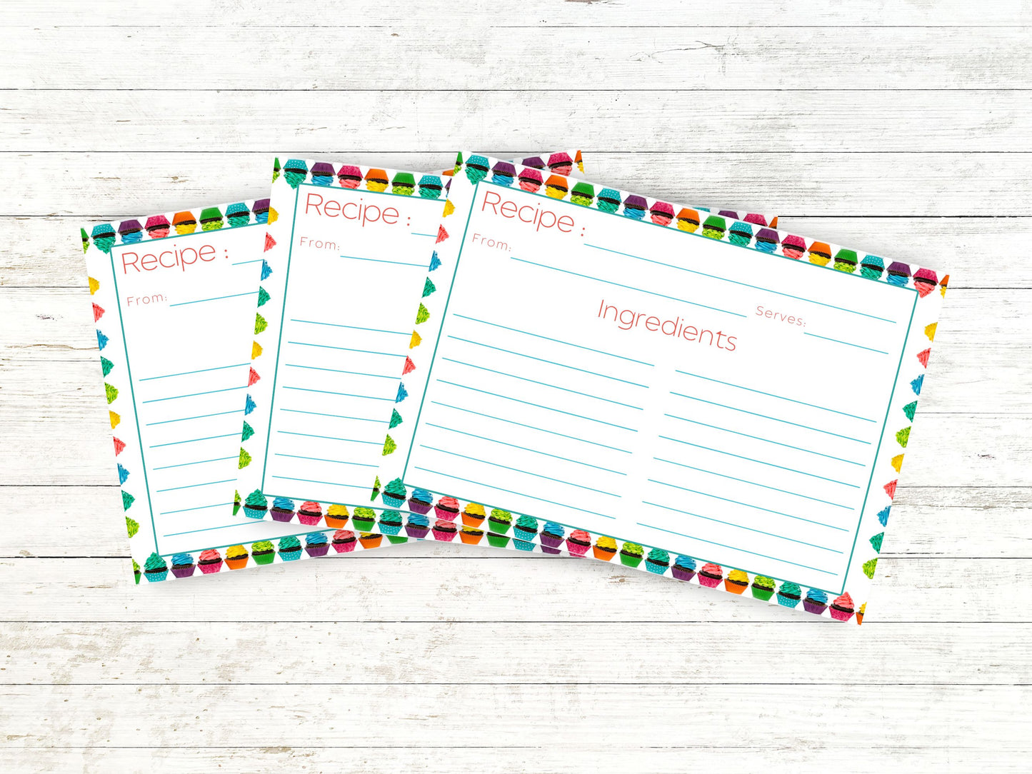 Rainbow Icing Cupcake Recipe Card