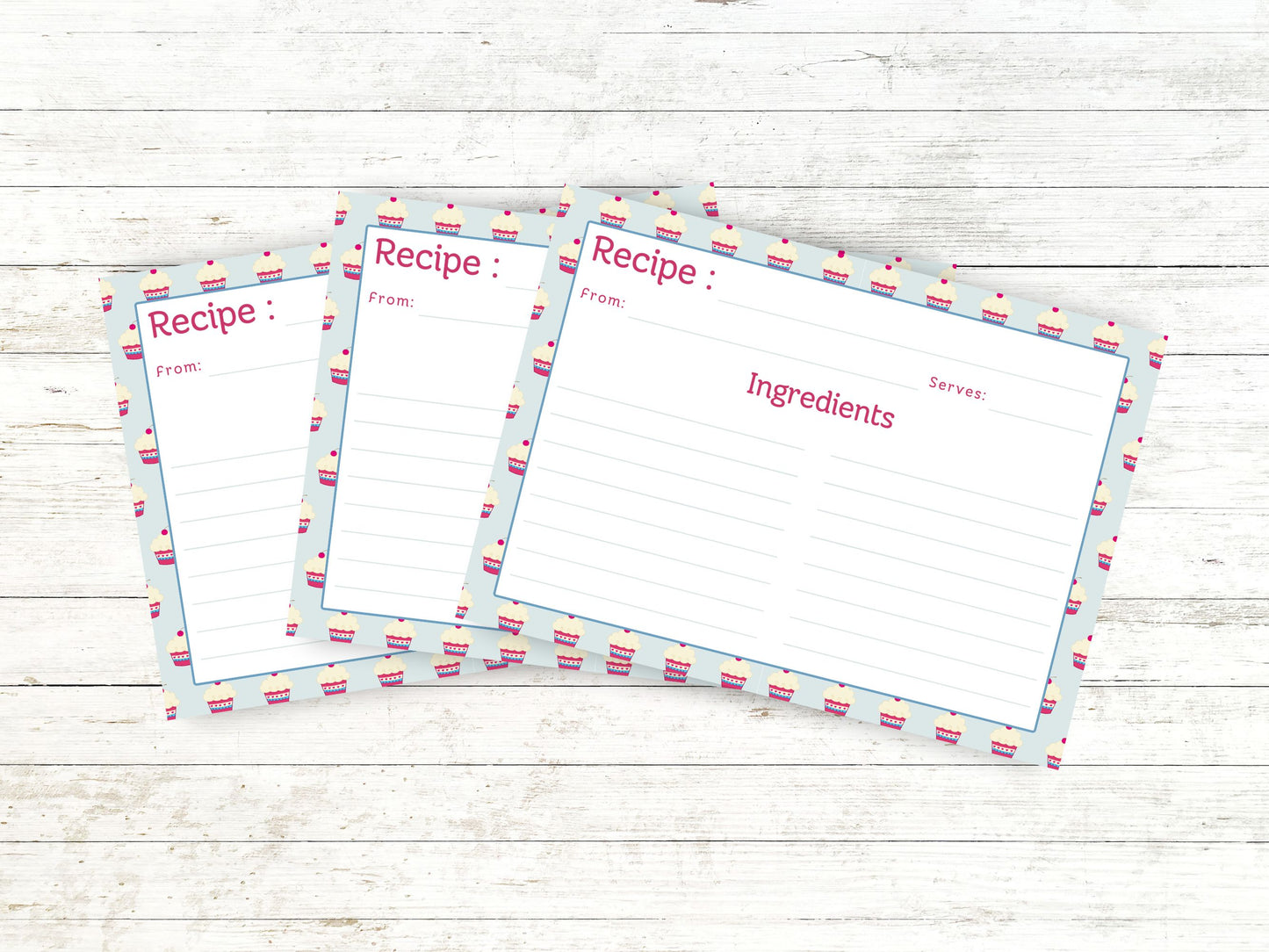 Cupcake Cuties Cherry Topped Recipe Card