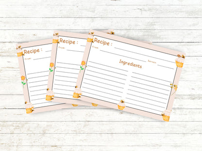 Honey Jars Buzzing Bees Recipe Card