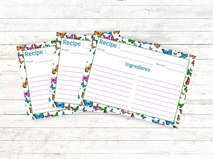 Rainbow Flying Butterflies Recipe Card