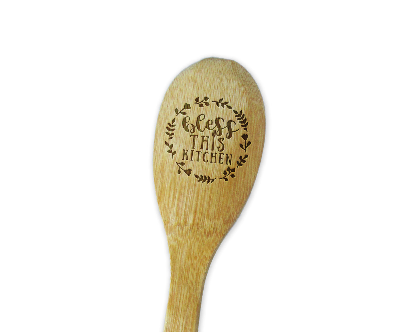 a wooden spoon with a saying on it