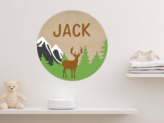 Mountains Deer Custom Name Sign
