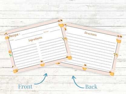 Honey Jars Buzzing Bees Recipe Card