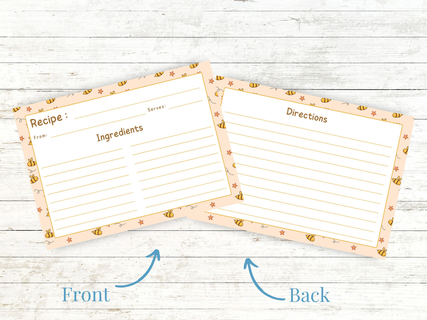 Honeybees Flying Stars Recipe Card