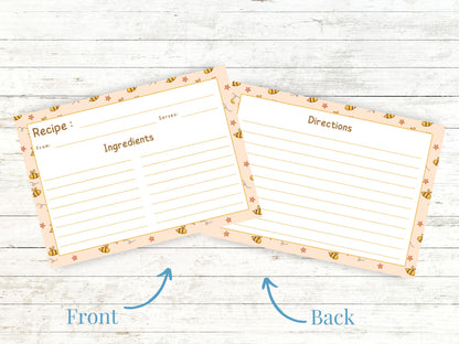 Honeybees Flying Stars Recipe Card