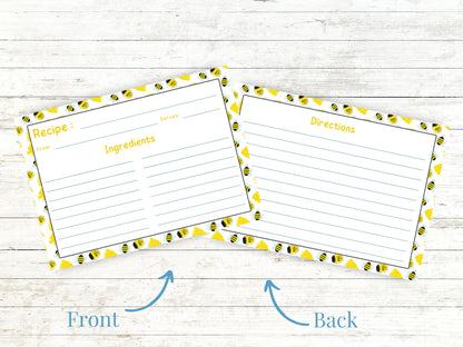Honeybee Honey Jars Ribbon Recipe Card
