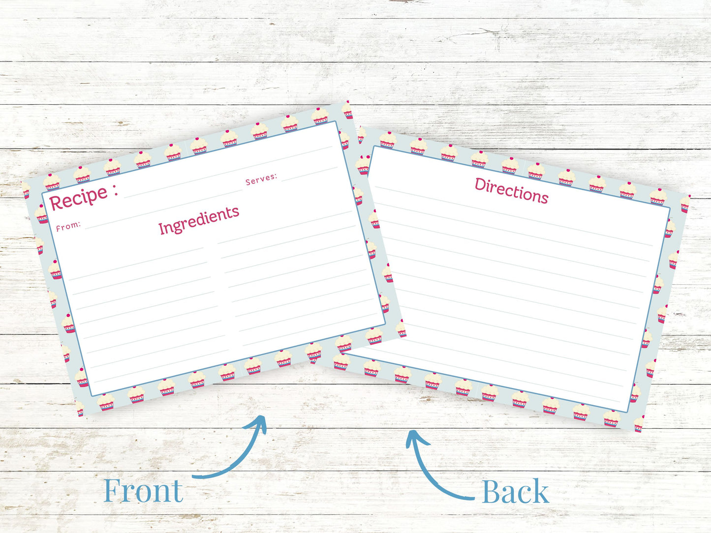 Cupcake Cuties Cherry Topped Recipe Card