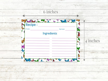 Rainbow Flying Butterflies Recipe Card