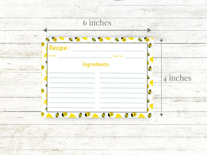Honeybee Honey Jars Ribbon Recipe Card