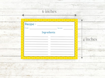 Yellow Honey Comb Recipe Card