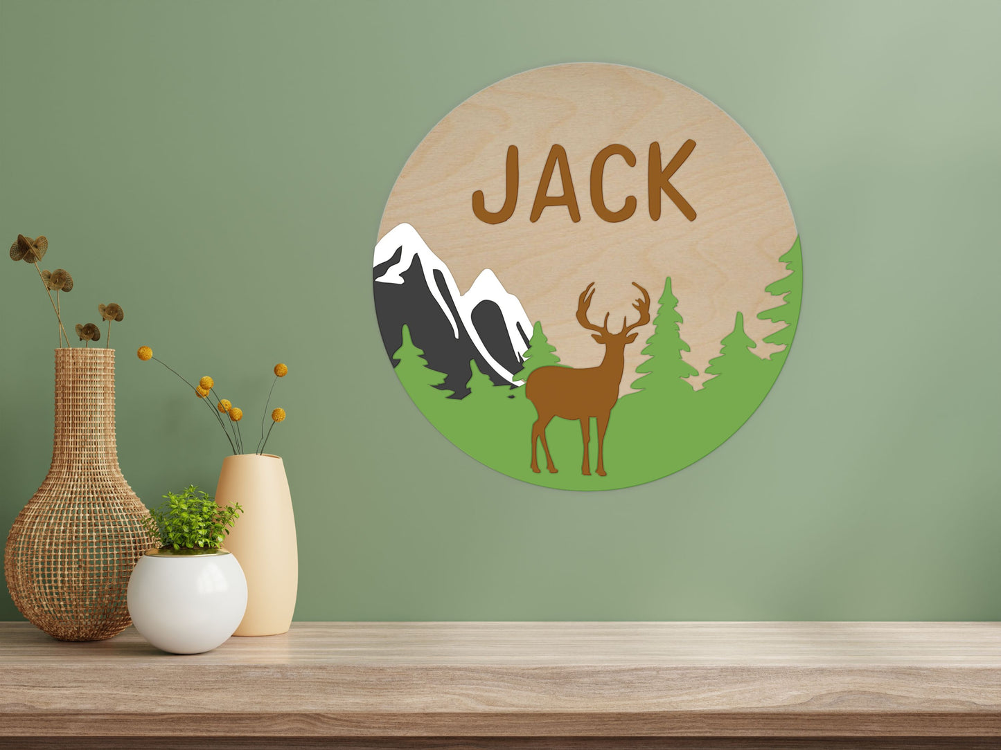 Mountains Deer Custom Name Sign