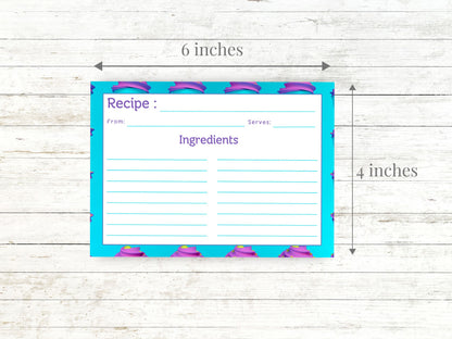 Neon Teal Purple Cupcakes Recipe Card