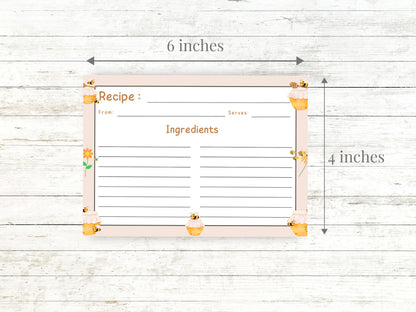 Honey Jars Buzzing Bees Recipe Card