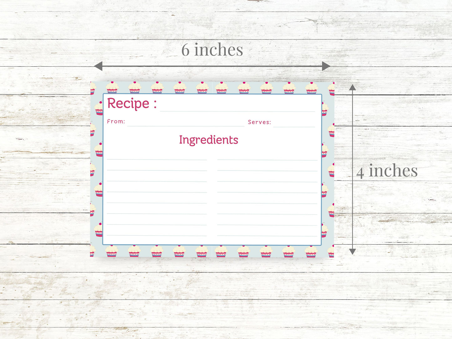 Cupcake Cuties Cherry Topped Recipe Card