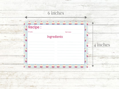 Cupcake Cuties Cherry Topped Recipe Card