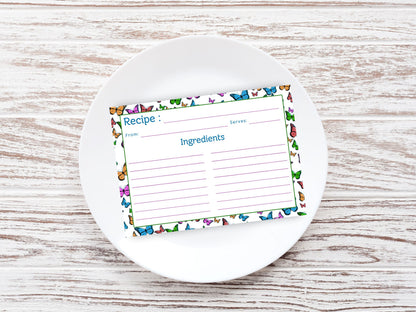 Rainbow Flying Butterflies Recipe Card