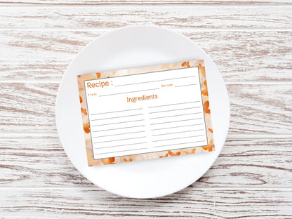 Coral Orange Butterflies Recipe Card