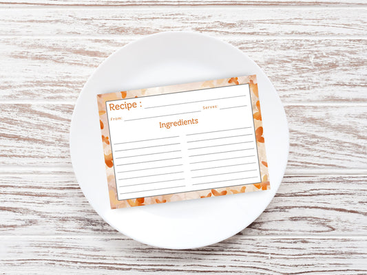 Coral Orange Butterflies Recipe Card