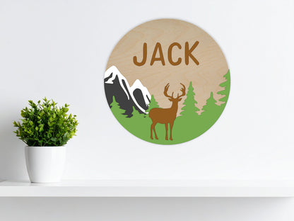 Mountains Deer Custom Name Sign