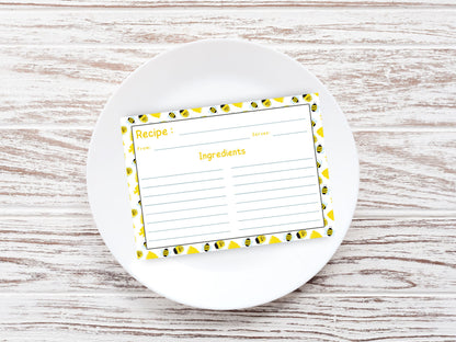 Honeybee Honey Jars Ribbon Recipe Card