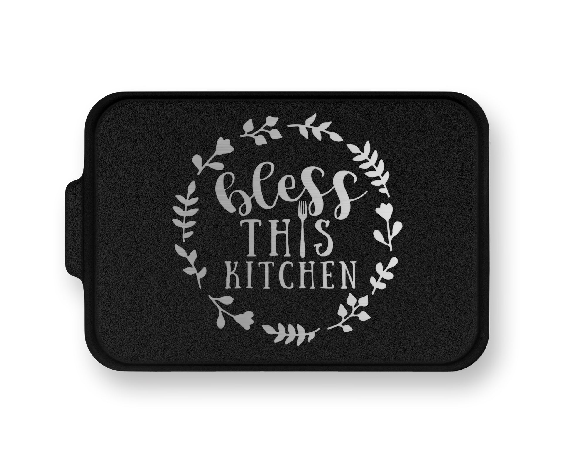 a black tray with the words, bees this kitchen on it