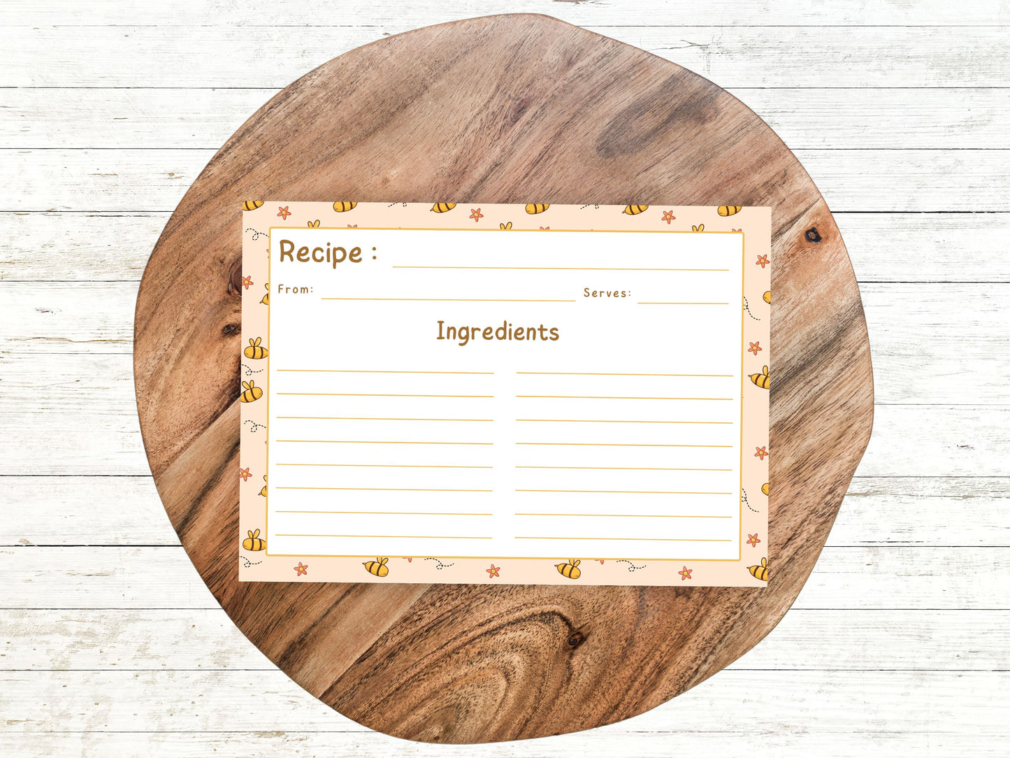 Honeybees Flying Stars Recipe Card