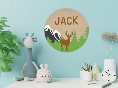 Mountains Deer Custom Name Sign