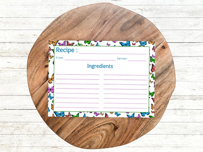 Rainbow Flying Butterflies Recipe Card