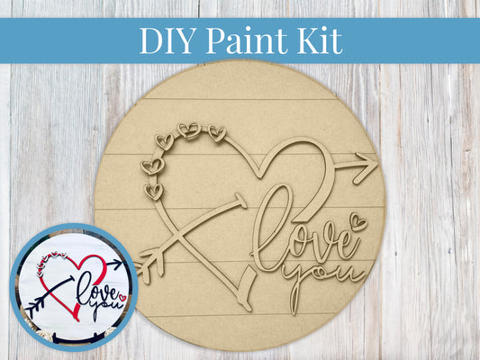 a picture of a heart and arrow with the words diy paint kit