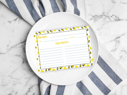 Honeybee Honey Jars Ribbon Recipe Card