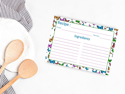 Rainbow Flying Butterflies Recipe Card