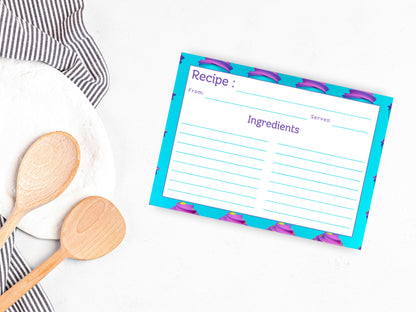 Neon Teal Purple Cupcakes Recipe Card