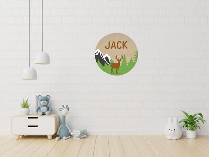 Mountains Deer Custom Name Sign