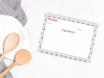 Cupcake Cuties Cherry Topped Recipe Card