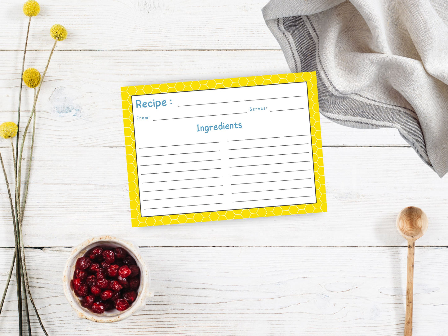 Yellow Honey Comb Recipe Card