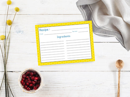 Yellow Honey Comb Recipe Card