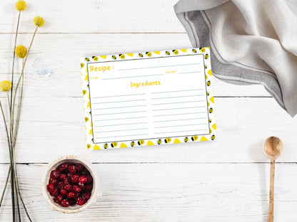 Honeybee Honey Jars Ribbon Recipe Card