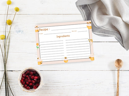 Honey Jars Buzzing Bees Recipe Card
