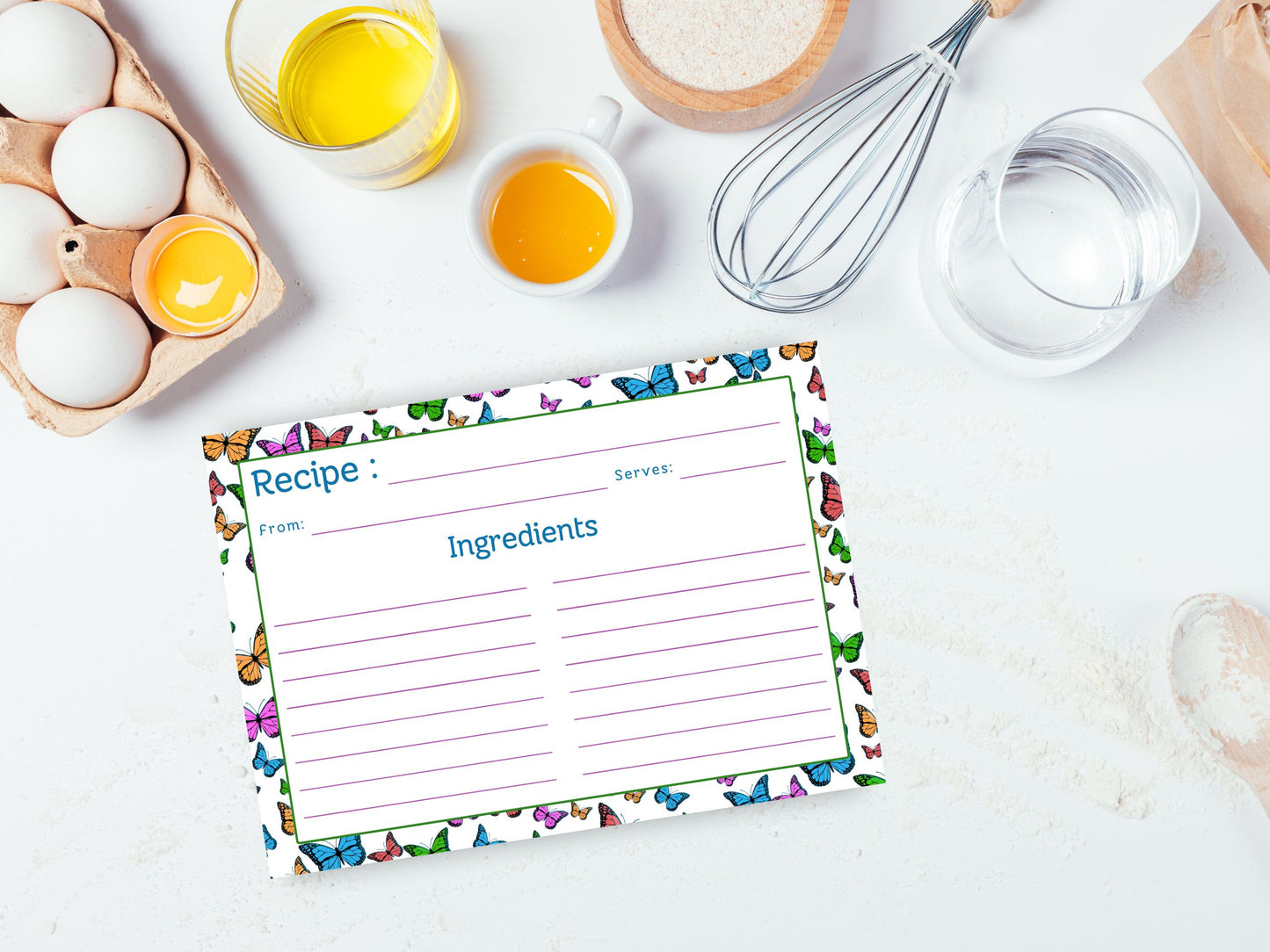 Rainbow Flying Butterflies Recipe Card