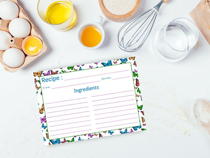 Rainbow Flying Butterflies Recipe Card