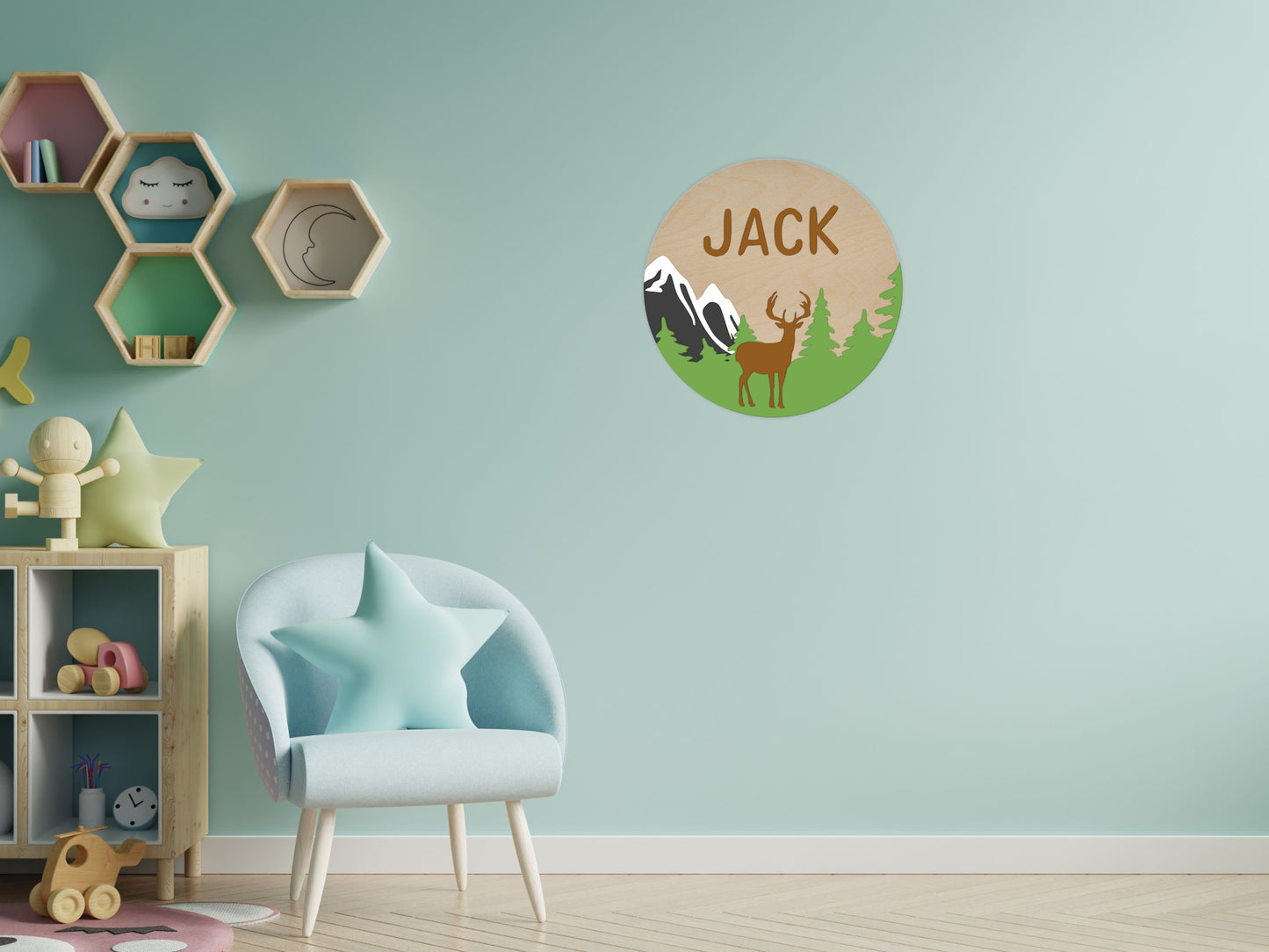 Mountains Deer Custom Name Sign