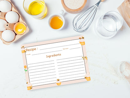 Honey Jars Buzzing Bees Recipe Card