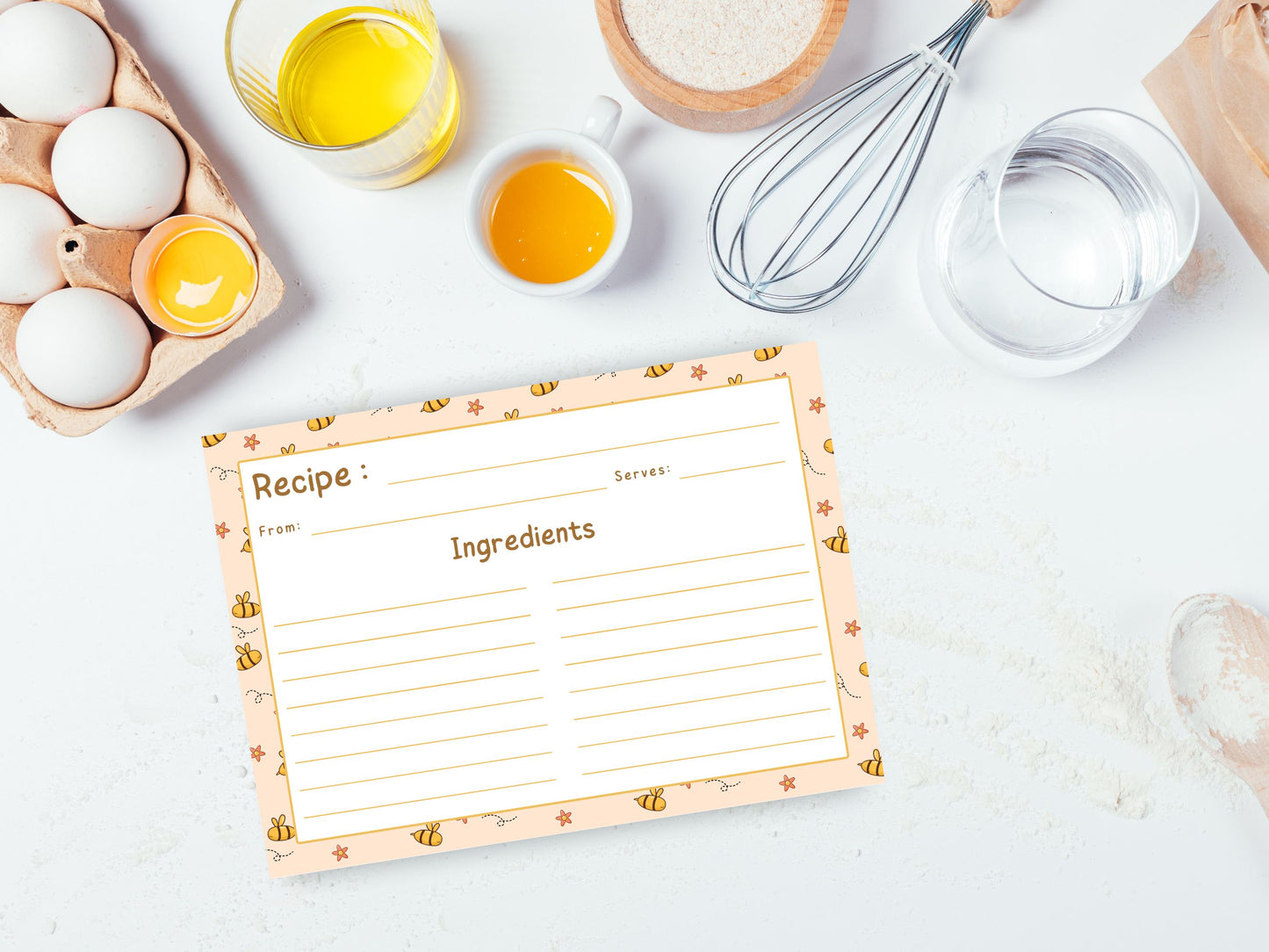 Honeybees Flying Stars Recipe Card