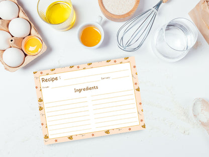 Honeybees Flying Stars Recipe Card