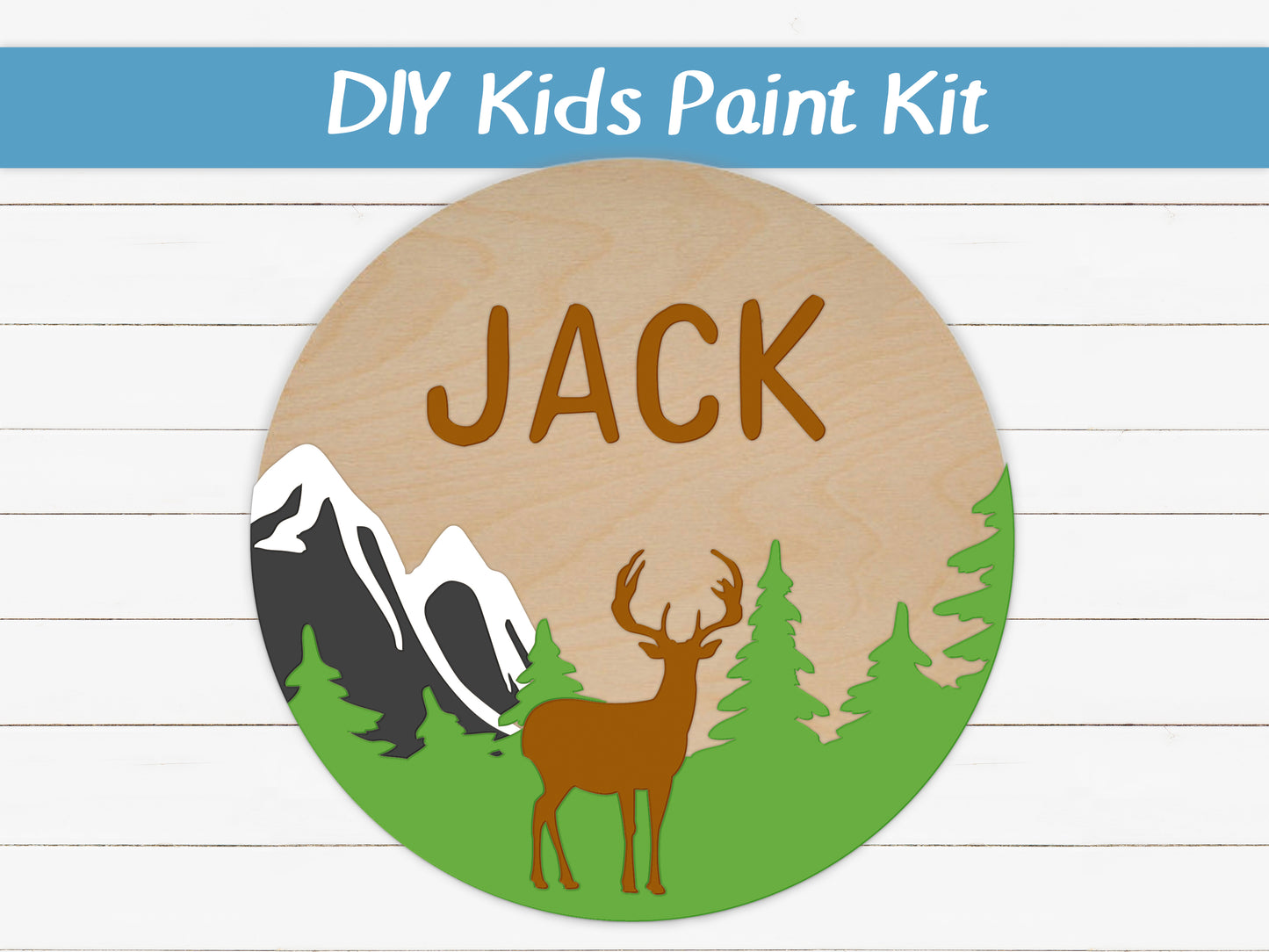 Mountains Deer with Optional Name Kids Paint Kit
