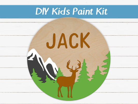 Mountains Deer with Optional Name Kids Paint Kit