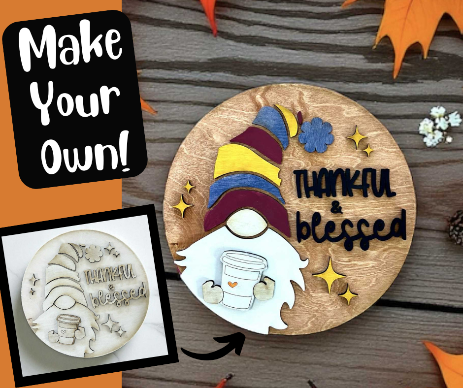 Thankful and Blessed Gnome Sign DIY Paint Kit