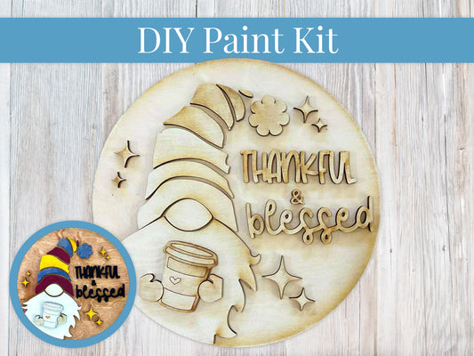 Thankful and Blessed Gnome Sign DIY Paint Kit